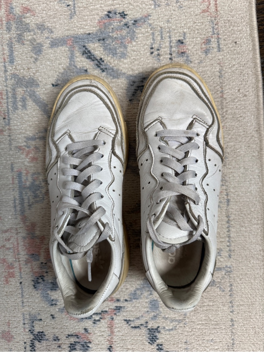 adidas White Leather Low-Top Sneakers with Gray Accents